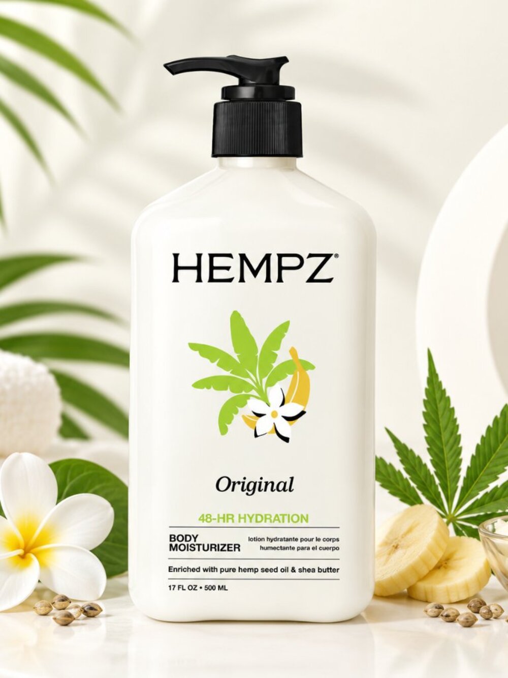 Hempz Original Body Lotion 17oz Hemp Seed Oil Shea Butter Floral Banana Scent